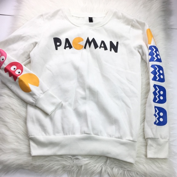 white pac man hoodie